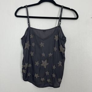 Guess Whimsigoth Beaded Star Camisole Tank Top Black Metallic Beads XS